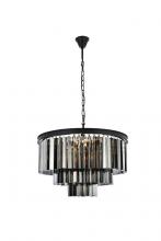 Elegant 1201D26MB-SS/RC - Sydney 9 light Matte Black Chandelier Silver Shade (Grey) Royal Cut Crystal