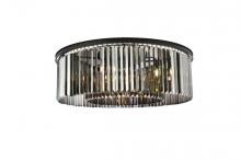 Elegant 1238F43MB-SS/RC - Sydney 10 Light Matte Black Flush Mount Silver Shade (Grey) Royal Cut Crystal