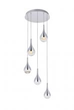 Elegant 3805D14C - Amherst Collection LED 5 - Light Chandelier 15in X 9in Chrome Finish