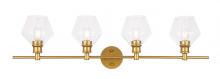 Elegant LD2320BR - Gene 4 light Brass and Clear glass Wall sconce