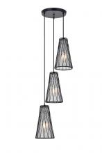 Elegant LD2416BK - Modesta 3 Light Black Pendant