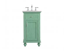 Elegant VF12319VM-VW - 19 Inch Single Bathroom Vanity in Vintage Mint with Ivory White Engineered Marble