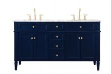 Elegant VF12560DBL - 60 inch double bathroom vanity in blue