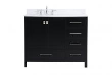  VF18842BK-BS - 42 Inch Single Bathroom Vanity in Black with Backsplash