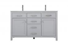 Elegant VF23354DGR - 54 Inch Double Bathroom Vanity in Grey