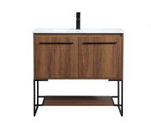 Elegant VF42036WB - 36 Inch Single Bathroom Vanity in Walnut Brown