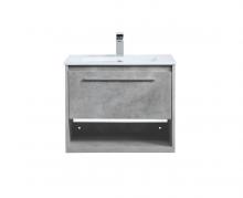 Elegant VF43024CG - 24 Inch Single Bathroom Floating Vanity in Concrete Grey