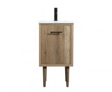 Elegant VF48018NT - 18 Inch Single Bathroom Vanity in Natural Oak