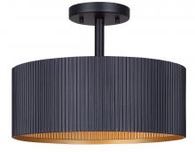 Canarm ISF1119A02BK - Rexton 13 in. 2-Lt 60-Watt Modern Matte Black Semi-Flush Mount with Matte Black and Gold Metal Shade