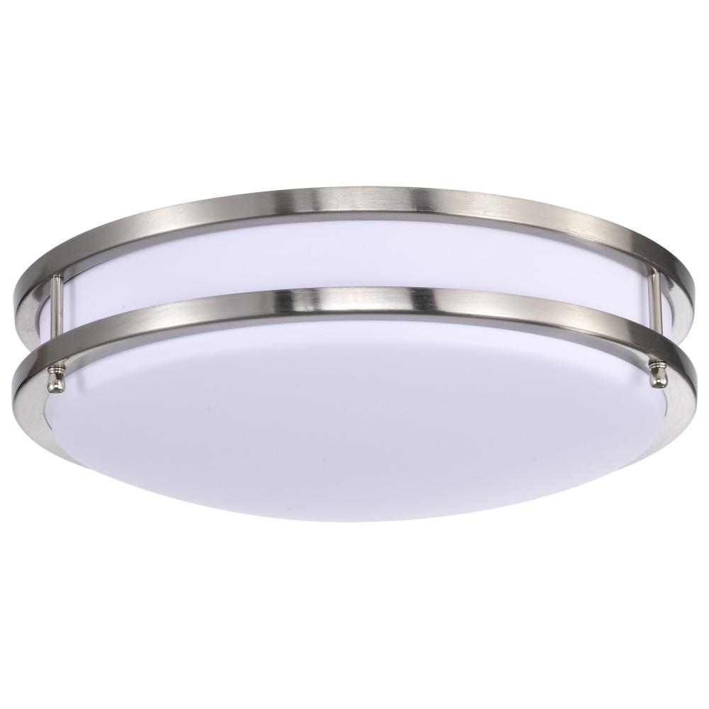 Glamour LED 14 inch; Flush Mount Fixture; Brushed Nickel Finish; CCT Selectable 3K/4K/5K