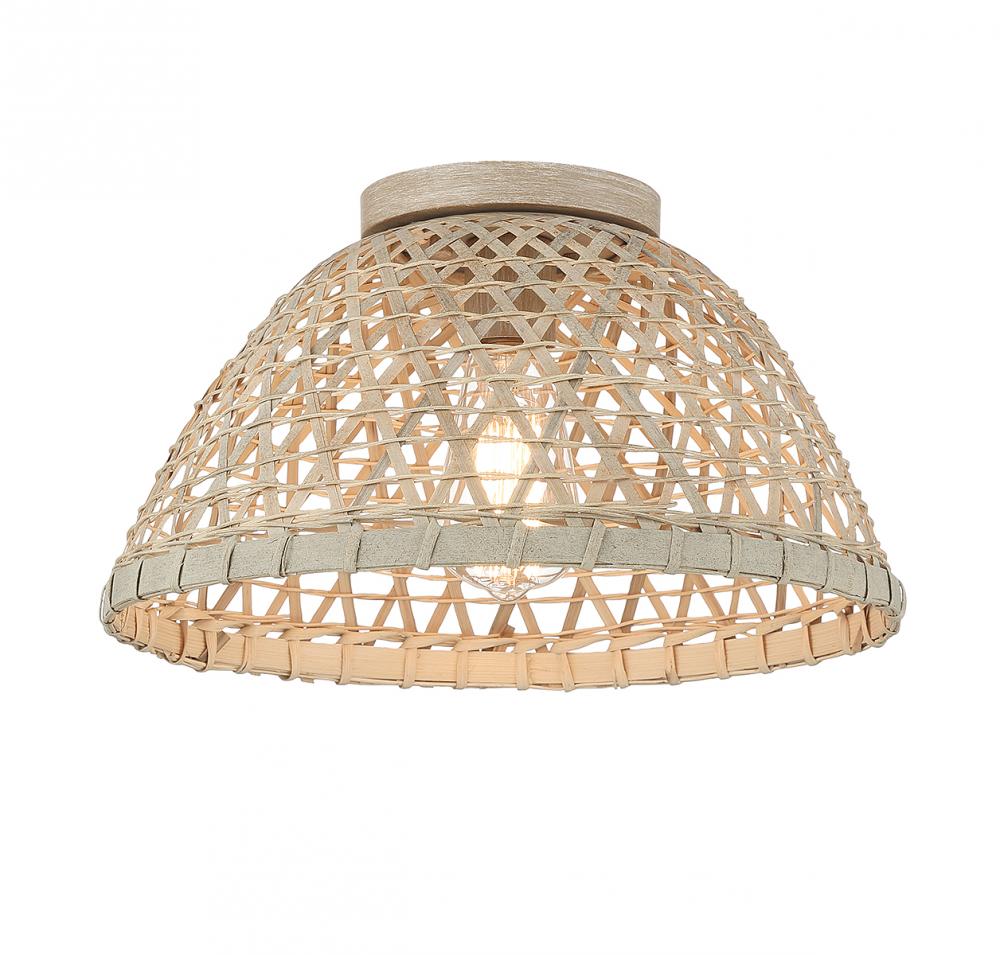 1-Light Ceiling Light in Natural Rattan