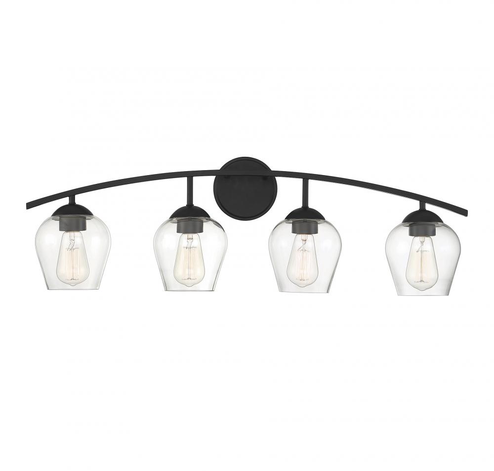 4-Light Bathroom Vanity Light in Matte Black