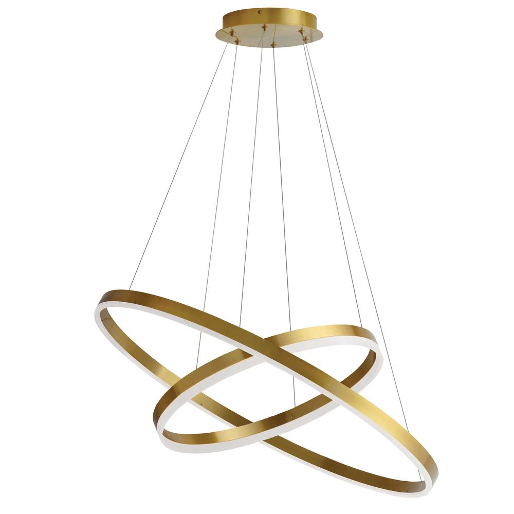 97W Chandelier, Aged Brass w/ White Acrylic Diffuser